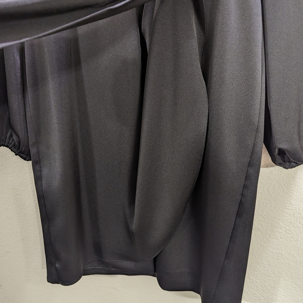 Alex Marie Iris V-Neck Satin Crepe Long Sleeve A-Line Dress - Picture 7 of 11